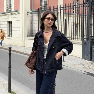 SOMETHING GINGHAM LINING DENIM JACKET