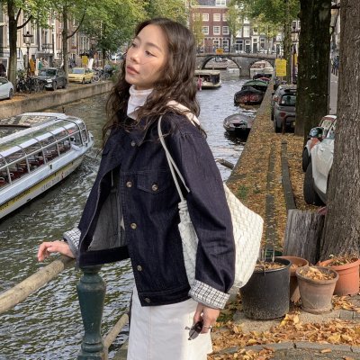 SOMETHING GINGHAM LINING DENIM JACKET