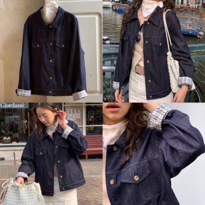 SOMETHING GINGHAM LINING DENIM JACKET