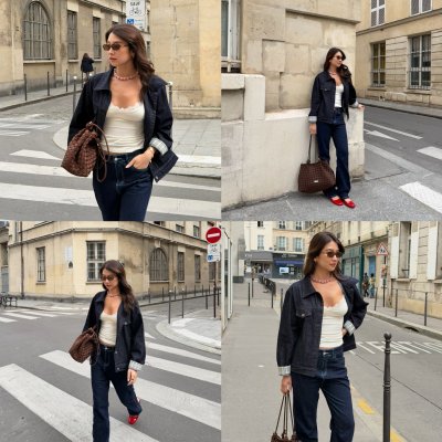 SOMETHING GINGHAM LINING DENIM JACKET