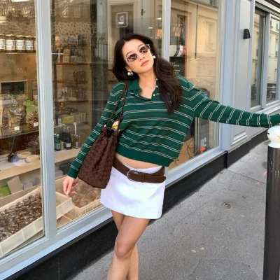 SOMETHING JUNIPER GREEN POLO STRIPE KNITS