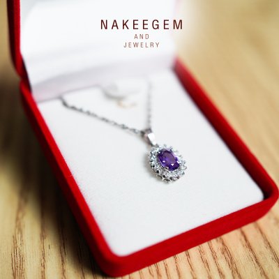 สร้อยคอเงินแท้ ชุบ92.5 พร้อมจี้พลอยสุดคลาสสิค (Amethyst)