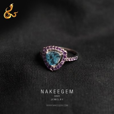 แหวนพลอยอเมทิสก์+บลูโทพาส (Amethyst+Blue Topaz)
