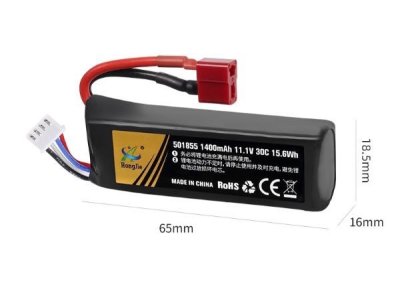 Battery Lithium - Polymer 11.1v 30C (แบบสั้น) 1400mAh