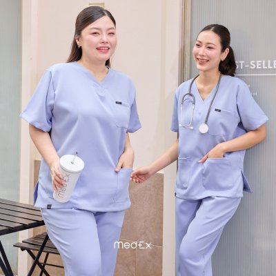 ชุดสครับ เสื้อ+กางเกง สีLight Sky รุ่นCloud Wear ผ้านุ่ม ไม่ต้องรีด