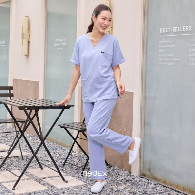 ชุดสครับ เสื้อ+กางเกง สีLight Sky รุ่นCloud Wear ผ้านุ่ม ไม่ต้องรีด