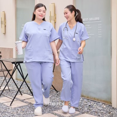 ชุดสครับ เสื้อ+กางเกง สีLight Sky รุ่นCloud Wear ผ้านุ่ม ไม่ต้องรีด