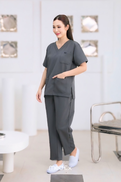 ชุดสครับ เสื้อ+กางเกง สีDark Gray รุ่นCloud Wear
