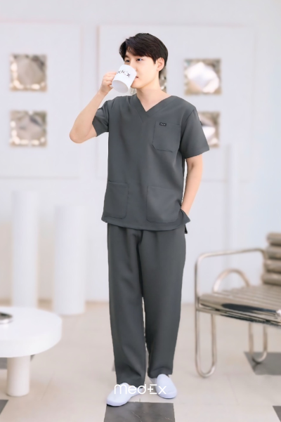 ชุดสครับ เสื้อ+กางเกง สีDark Gray รุ่นCloud Wear