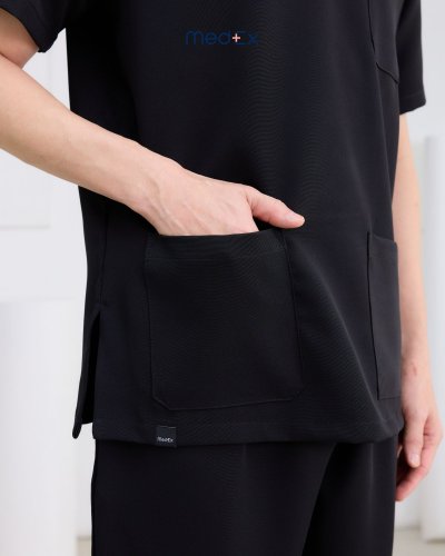 ชุดสครับ เสื้อ+กางเกง สีBlack รุ่นCloud Wear [พร้อมปักชื่อ]