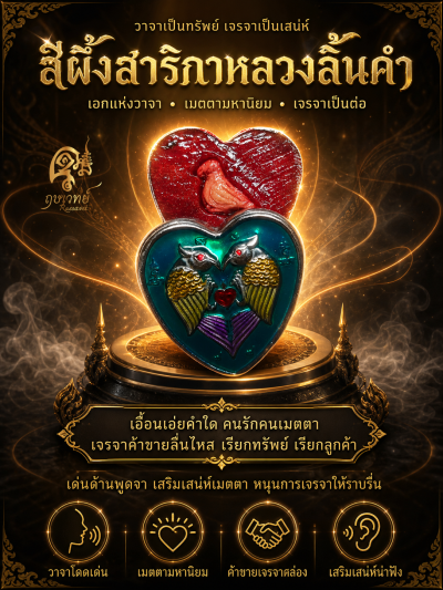 สีผึ้งสาริกาหลวงลิ้นคำ (รุ่น ๓)  วาจาสิทธิ์ เสน่ห์ล้ำลึก มูลค่าแสนคำ
