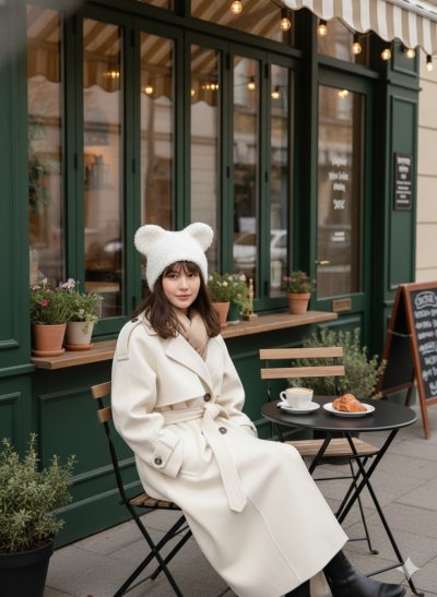 เช่าเสื้อโค้ท Freezy Chic Coat หมวก ไหมพรม สีขาว รุ่น 0344AoWTF