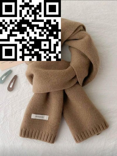 ผ้าพันคอ ไหมพรม สีน้ำตาล ขนาด Free Size