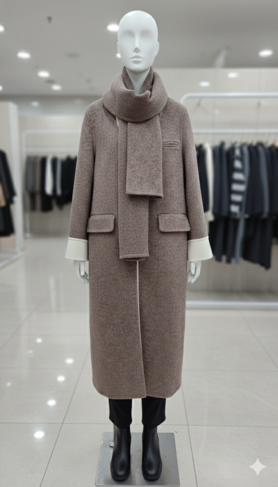 เสื้อโค้ทยาว ผ้าวูล สีน้ำตาล ขนาด S ผ้าวูล สีน้ำตาล ขนาด S