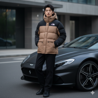 เสื้อกันหนาวชาย The North Face ขนเป็ด สีน้ำตาล ขนาด XXL สี ขนาด 