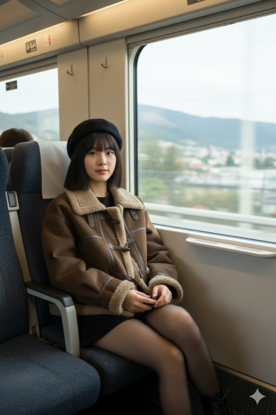 เสื้อโค้ทสั้นผ้าขนสัตว์ สีน้ำตาล ผ้าขนสัตว์ สีน้ำตาล