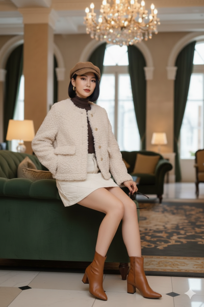 เสื้อโค้ทสั้นผ้าทวิต สีขาว ขนาด Free Sizeผ้าทวิต สีขาว ขนาด Free Size