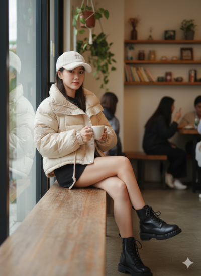 เสื้อโค้ทสั้นขนเป็ด,โพลีนวม สีครีม ขนาด Free Size ขนเป็ด,โพลีนวม สีครีม ขนาด Free Size