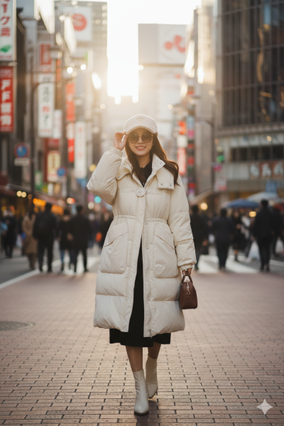 เสื้อโค้ทยาวขนเป็ด,โพลีนวม สีขาว ขนาด M ขนเป็ด,โพลีนวม สีขาว ขนาด M