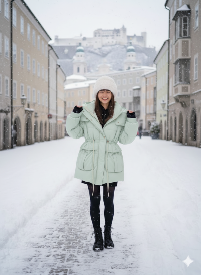 เสื้อโค้ทสั้นขนเป็ด,โพลีนวม สีเขียว ขนาด Mขนเป็ด,โพลีนวม สีเขียว ขนาด M