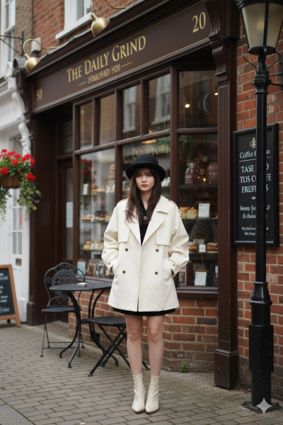 เสื้อโค้ทสั้นผ้าคอนตอน สีขาว ขนาด Mผ้าคอนตอน สีขาว ขนาด M