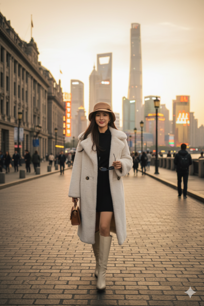 เสื้อโค้ทยาวผ้าวูล สีขาว ขนาด Free Size ผ้าวูล สีขาว ขนาด Free Size