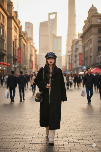 เสื้อโค้ทยาวผ้าขนแกะ สีดำ ขนาด Free Sizeผ้าขนแกะ สีดำ ขนาด Free Size