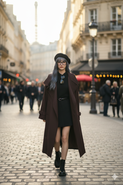 เสื้อโค้ทยาวผ้าวูล สีแดง ขนาด Free Sizeผ้าวูล สีแดง ขนาด Free Size