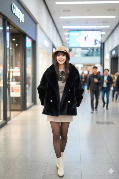 เสื้อโค้ทสั้นผ้าขนสัตว์ สีดำ ขนาด Free Sizeผ้าขนสัตว์ สีดำ ขนาด Free Size