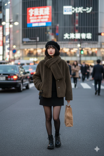 เสื้อโค้ทสั้นผ้าขนสัตว์ สีน้ำตาล ขนาด Free Sizeผ้าขนสัตว์ สีน้ำตาล ขนาด Free Size