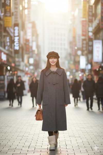 เสื้อโค้ทยาวผ้าวูลผ้าวูล สีเทา ขนาด S ผ้าวูล สีเทา ขนาด S