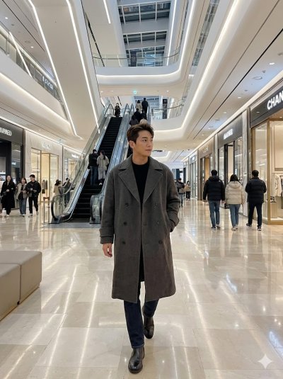 เสื้อโค้ทยาวชาย ผ้าวูล สีเทา ขนาด L