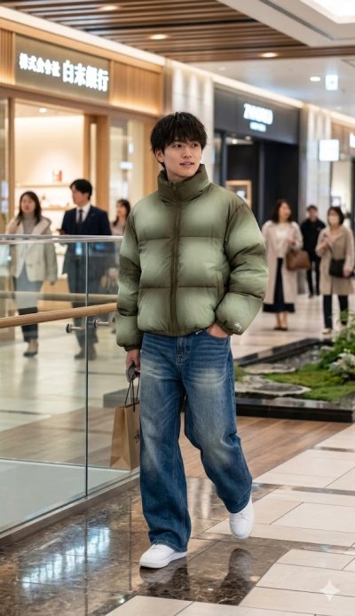 เสื้อแจ็คเก็ตชาย ขนเป็ด,โพลีนวม สีเขียว ขนาด Free Size