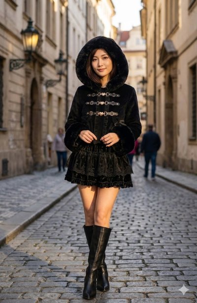 เสื้อโค้ทสั้น ผ้าวูล สีดำ ขนาด Free Size