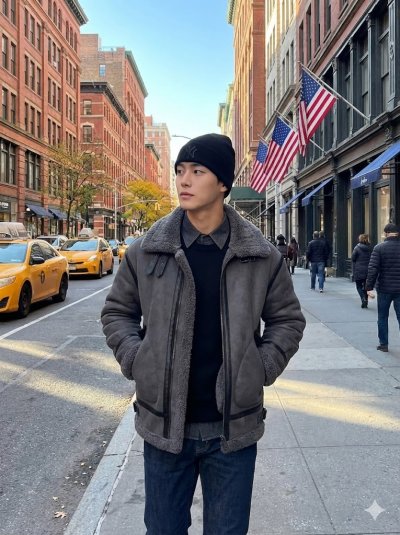 เสื้อแจ็คเก็ตชาย หนัง สีเทา ขนาด L