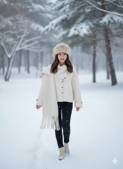 เสื้อโค้ทสั้น ผ้าวูล สีขาว ขนาด Free Size ผ้าวูล สีขาว ขนาด Free Size