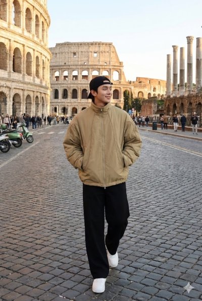 เสื้อแจ็คเก็ตชาย ผ้าโพลีเอสเตอร์ สีเขียวขี้ม้า