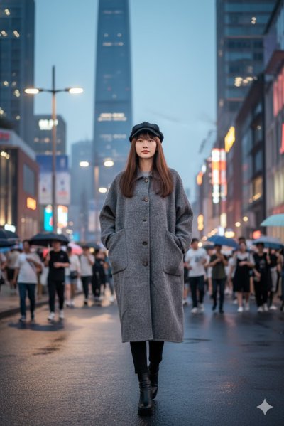 เสื้อโค้ทยาว ผ้าวูล สีเทา ขนาด M ผ้าวูล สีเทา ขนาด M