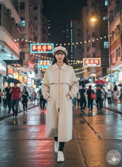 เสื้อโค้ทยาว ผ้าวูล สีขาว ขนาด M ผ้าวูล สีขาว ขนาด M