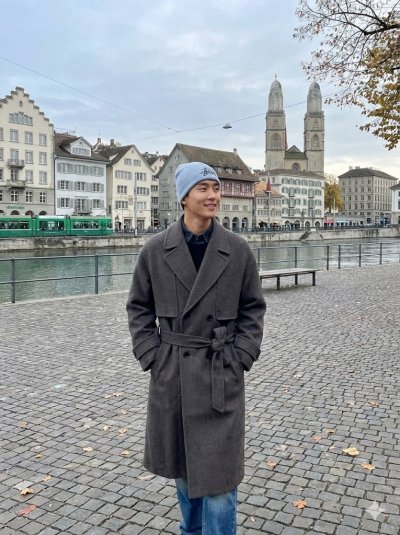 เสื้อโค้ทยาวชาย ผ้าวูล สีเทา ขนาด M