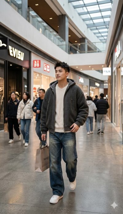 เสื้อแจ็คเก็ตชาย ผ้าขนแกะ สีเทา ขนาด M