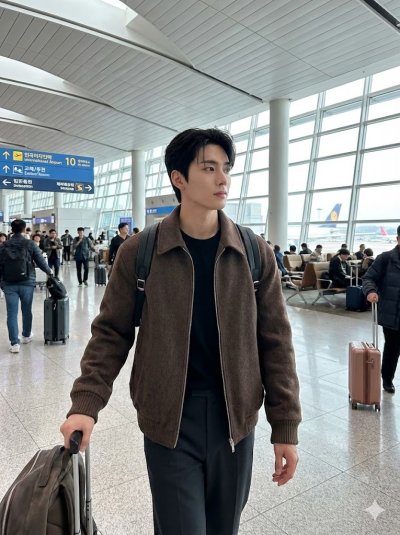 เสื้อแจ็คเก็ตชาย ผ้าวูล สีน้ำตาล