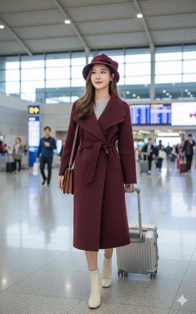 เสื้อโค้ทยาว ผ้าวูล สีแดง ขนาด S ผ้าวูล สีแดง ขนาด S