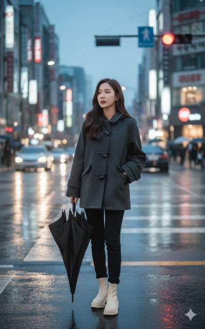 เสื้อโค้ทสั้น ผ้าวูล สีดำ