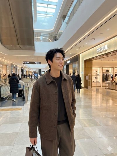 เสื้อแจ็คเก็ตชาย ผ้าวูล สีน้ำตาล