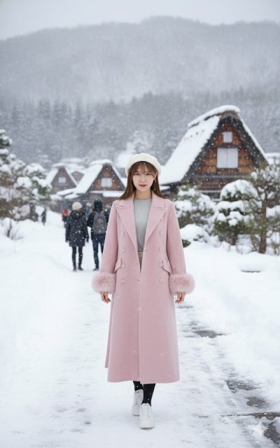 เสื้อโค้ทยาว ผ้าวูล สีชมพู ขนาด S ผ้าวูล สีชมพู ขนาด S