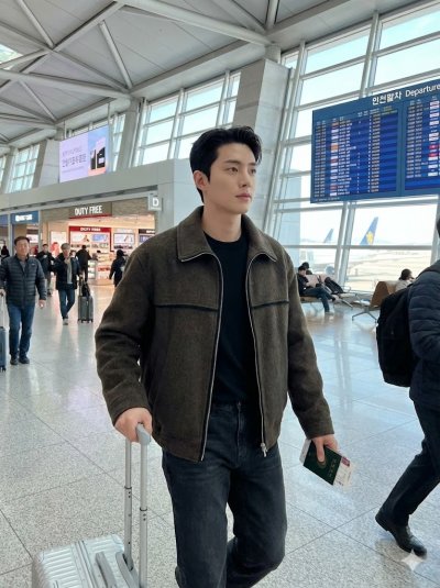 เสื้อแจ็คเก็ตชาย ผ้าวูล สีดำ