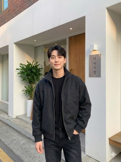 เสื้อแจ็คเก็ตชาย ผ้าวูล สีเทา