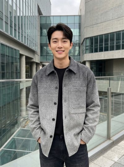 เสื้อแจ็คเก็ตชาย ผ้าวูล สีเทา