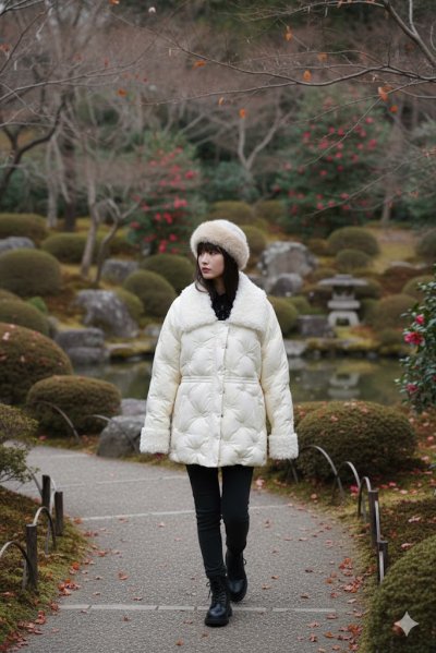 เสื้อโค้ทยาว ผ้าโพลีเอสเตอร์ สีครีม